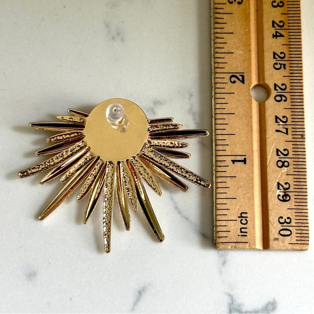 2/$30🌵 Gold Sunburst Earrings Starburst MCM Egyptian Style Art Deco Boho NEW